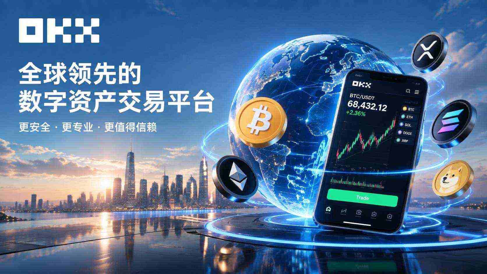 OK 交易平台官方客户端下载入口 支持数字资产实时交易与资产管理 首页行情界面